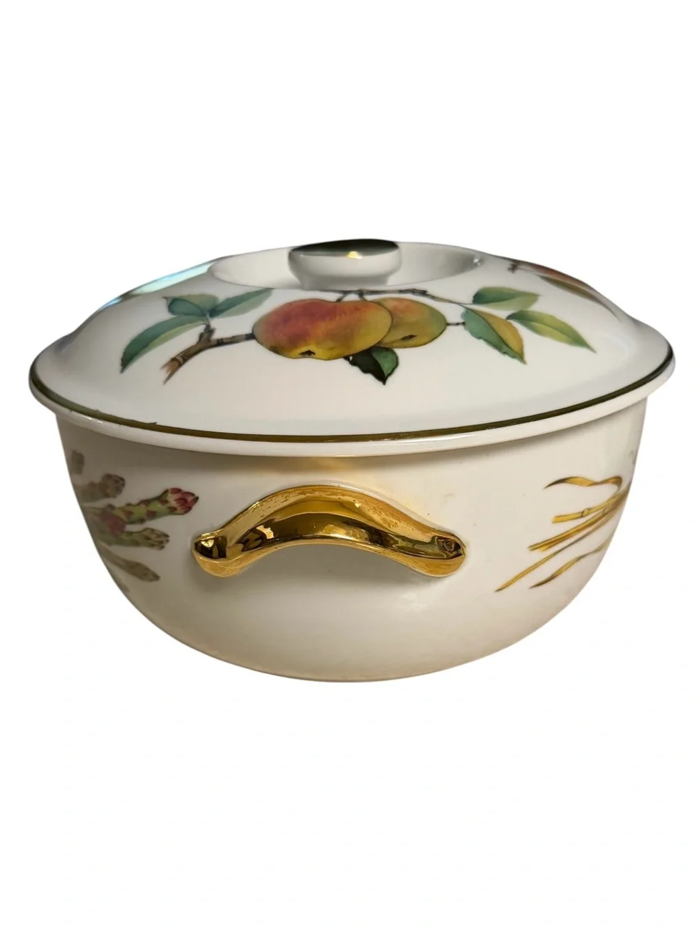 Royal Worcester Evesham Oven to Table Ware Covered Dish Casserole Gold Handles